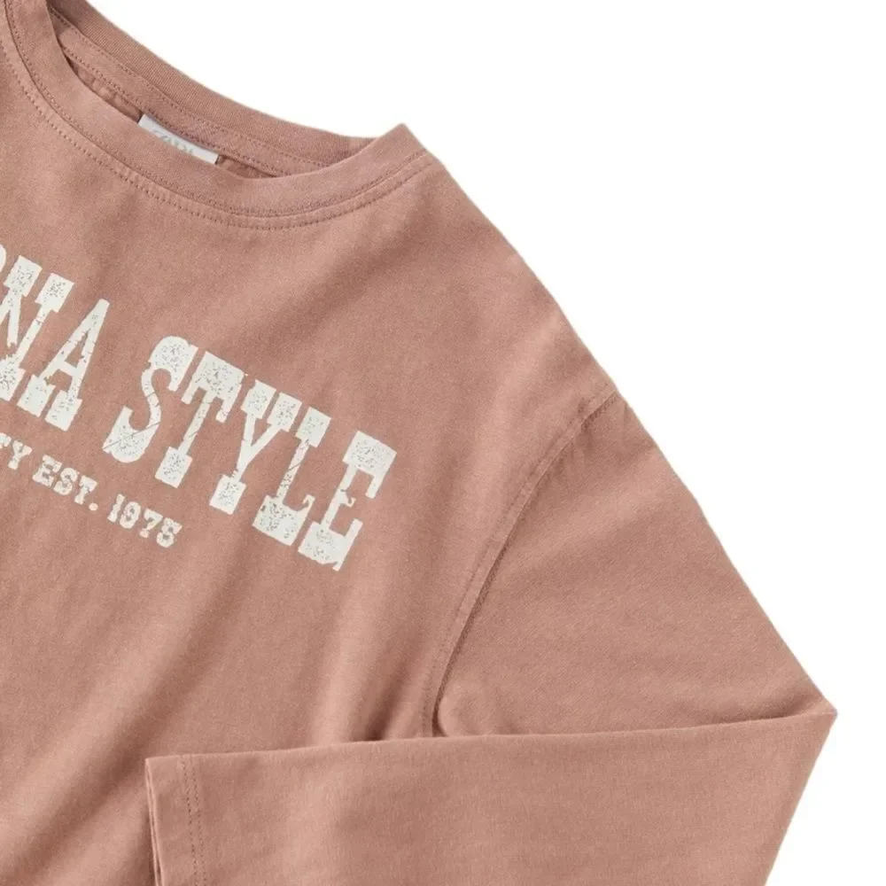 ZARA Kids | Brown | WASHED TEXT T-SHIRT